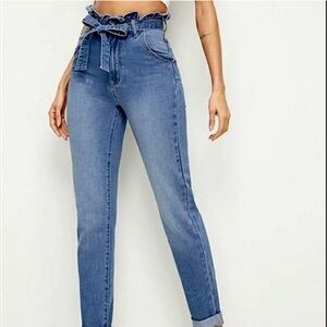 Ashley Mason High Waist Jeans With Tie Belt